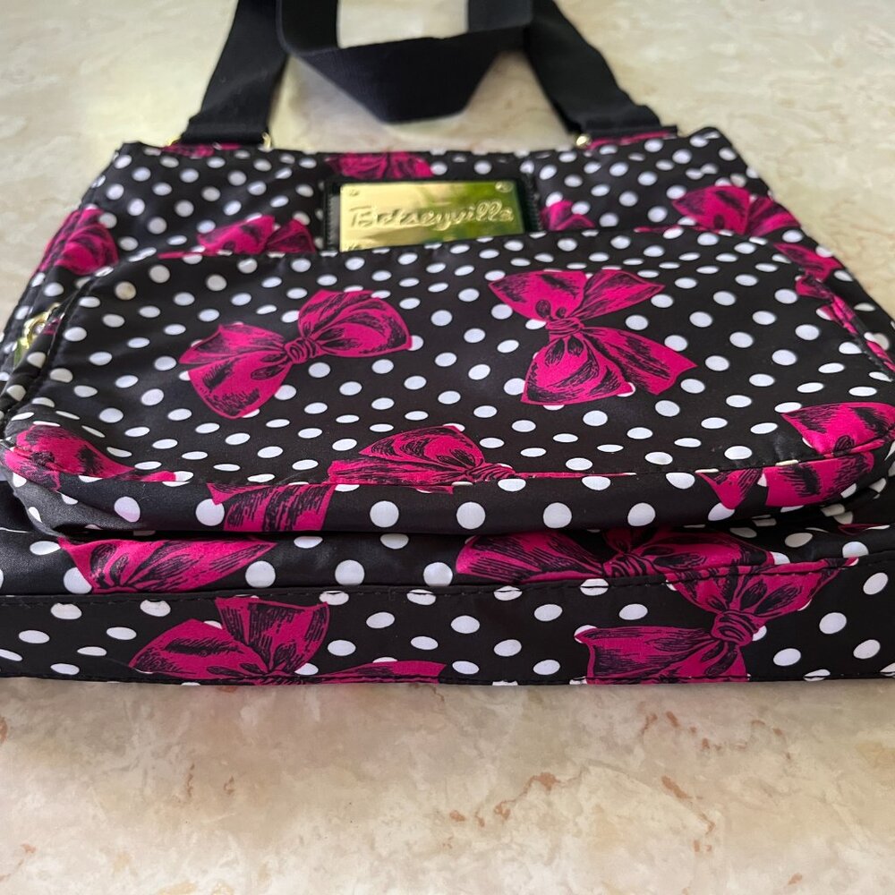 Betseyville Betsey Johnson Polka Party Pink Bows Crossbody Purse Y2K - Picture 2 of 7